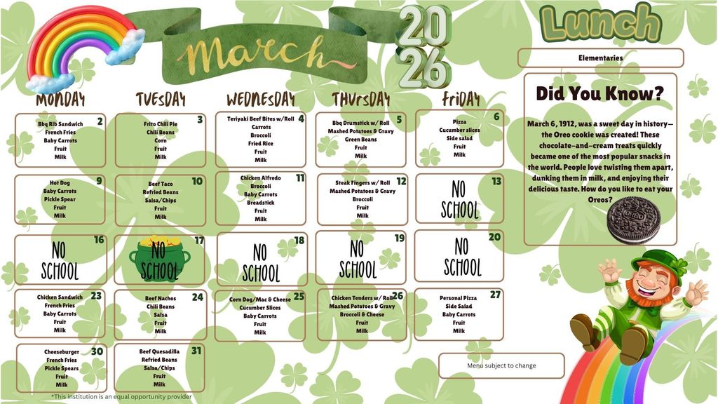 SY 25-26 March Menus