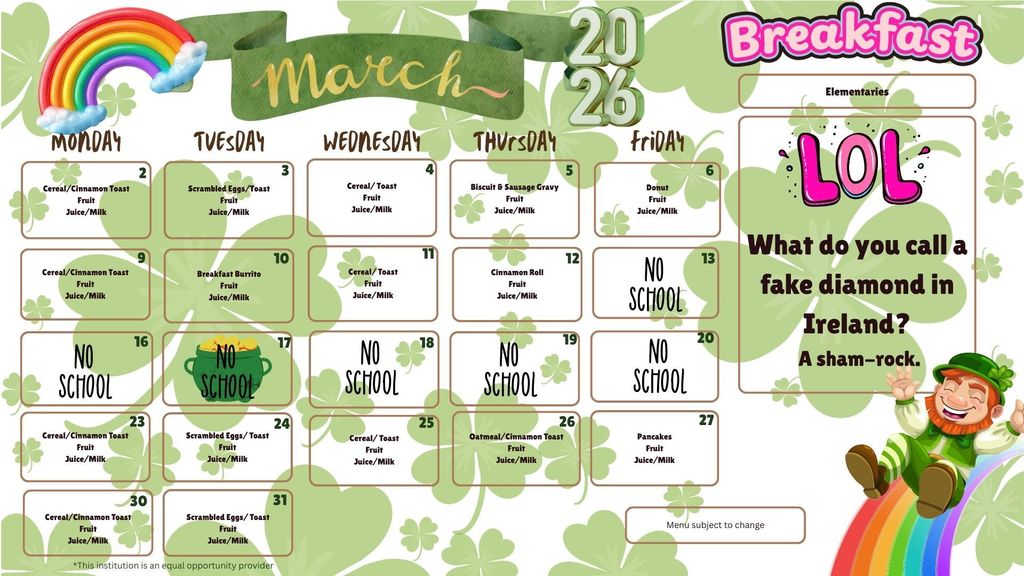 SY 25-26 March Menus