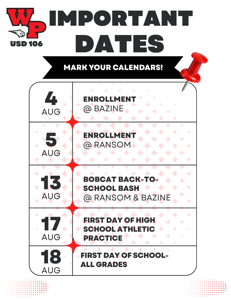 a white background showing back to school dates