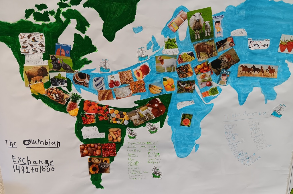 The Columbian Exchange (1492-1600) of plants, animals, and germs between the Old World and the New.