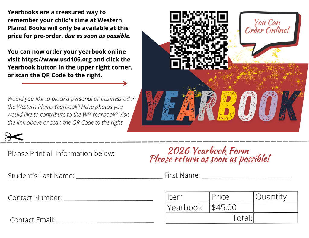 Yearbook Sales sheet
