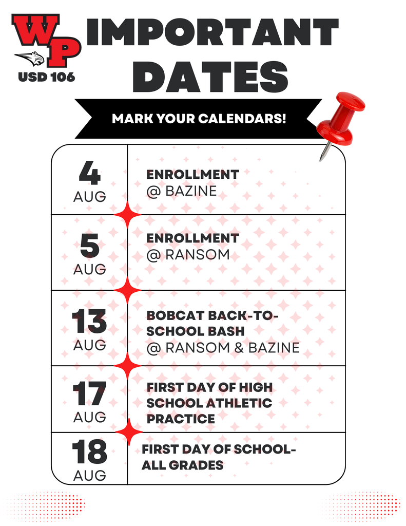 a white background showing back to school dates