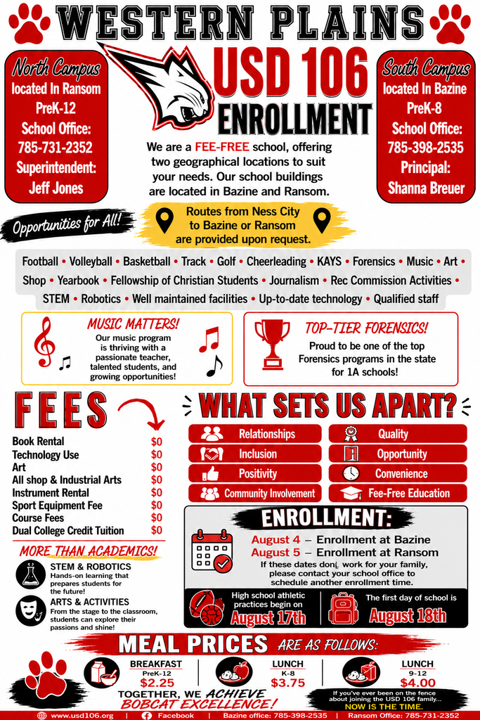 a white background giving enrollment information 