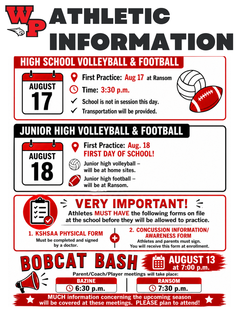 a white background showing back to school athletic information 