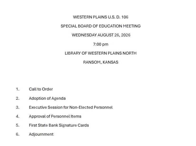 8/26/26 Special Meeting