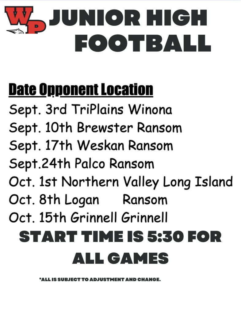 a white background shows a sports schedule