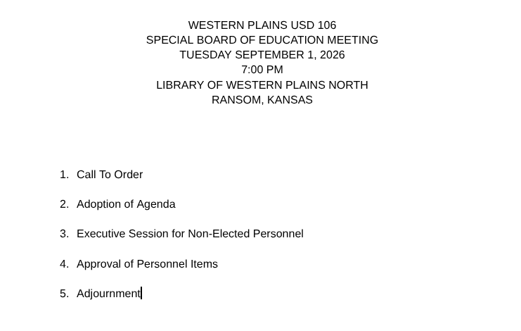 9-1-26 Special Meeting