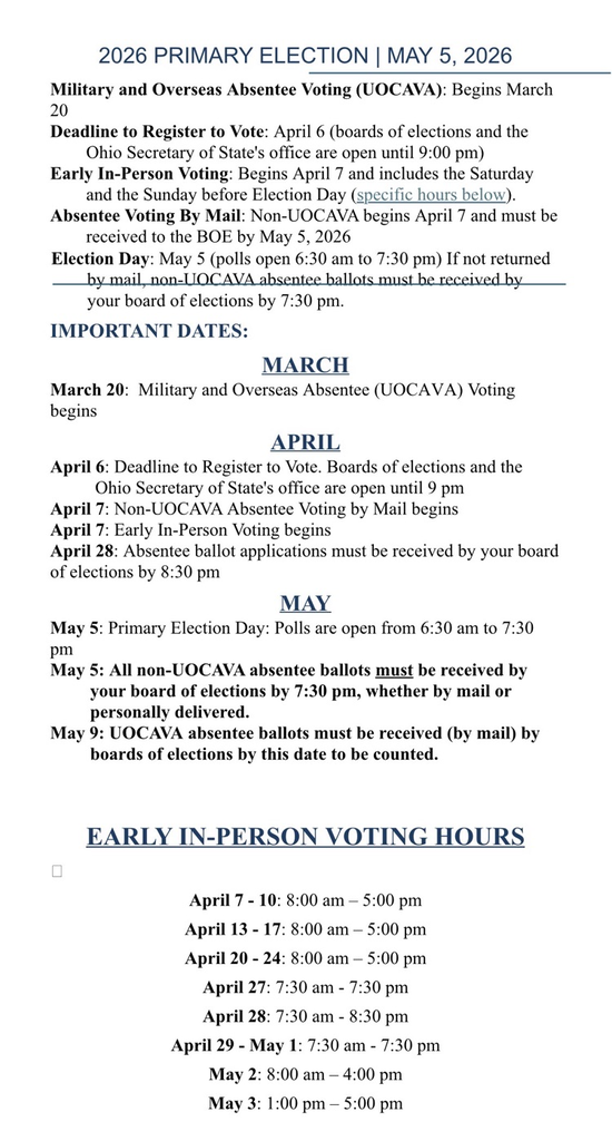 Poll workers info for May election 