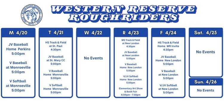 weekly events calendar