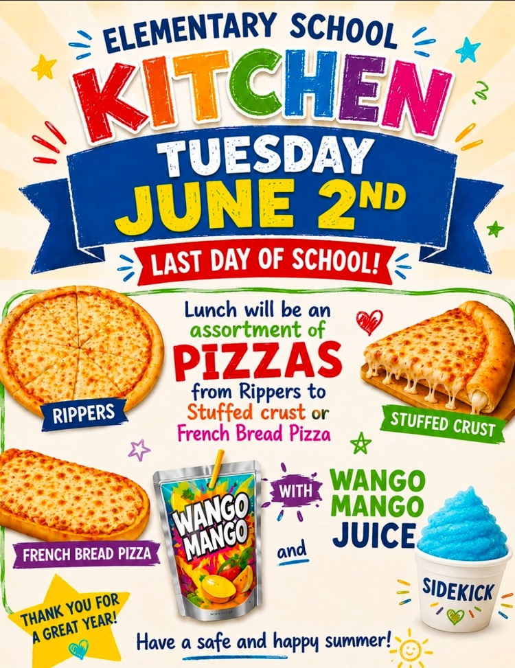 menu info for the elementary school