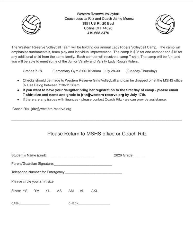 Volleyball registration form