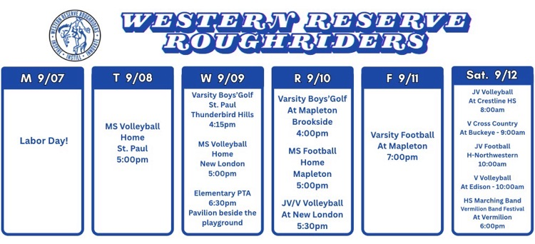 weekly events calendar