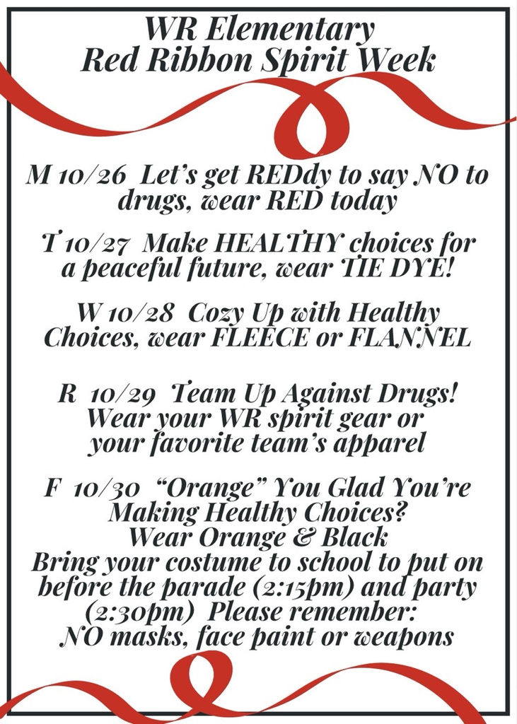 Red Ribbon Spirit Week information