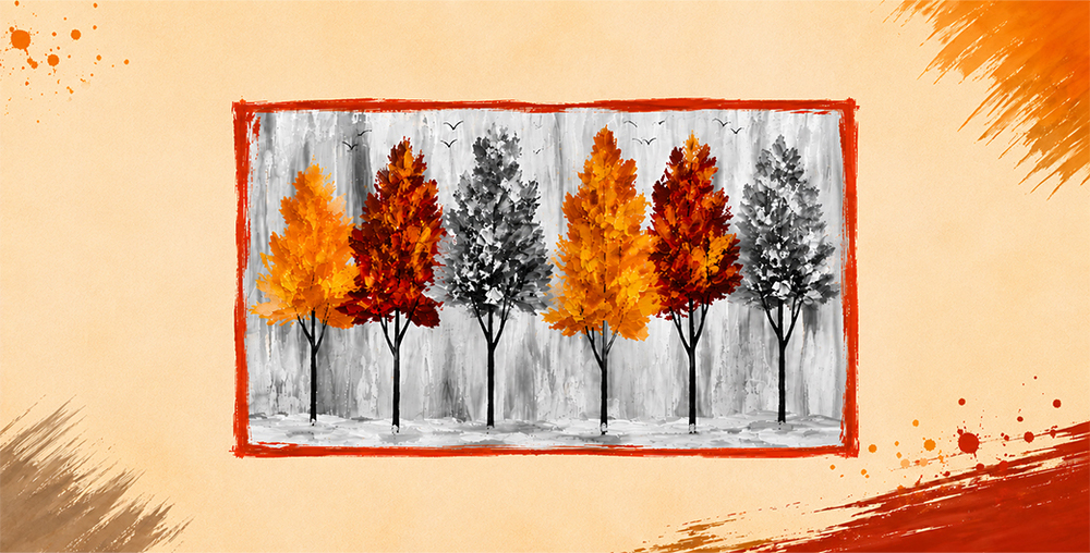 Painting of colorful autumn trees