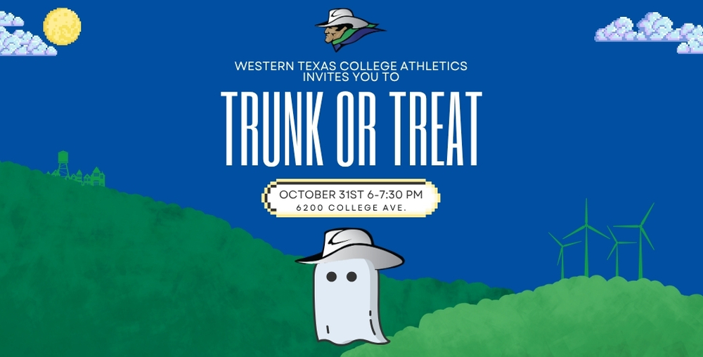 Ghost in a cowboy hat on field background