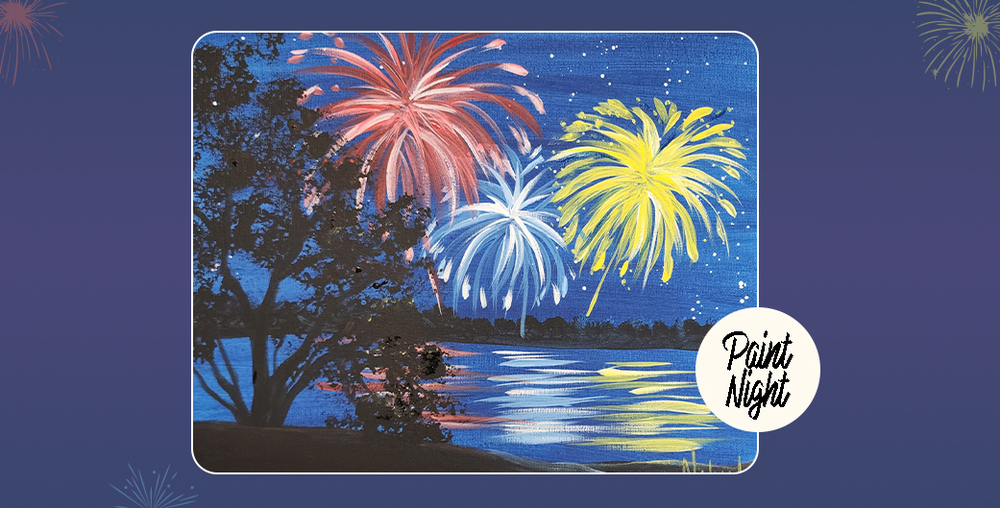 Painting of fireworks over Towle Park