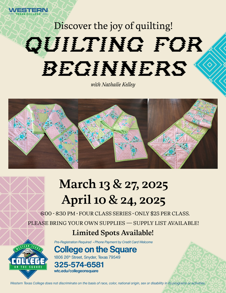 Flyer for quilting for beginners
