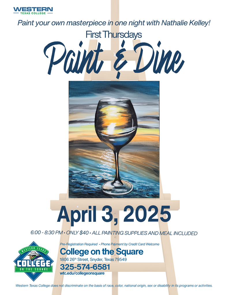 Flyer for First Thursdays Paint and Dine April