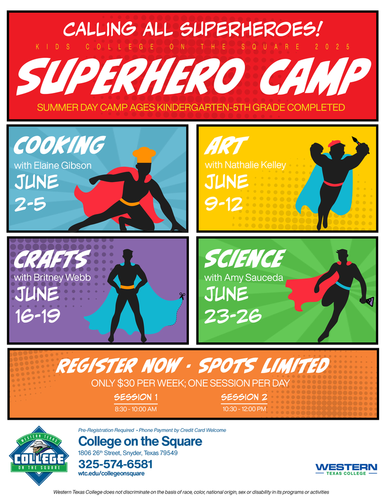 Flyer for kids camp with theme of superheroes