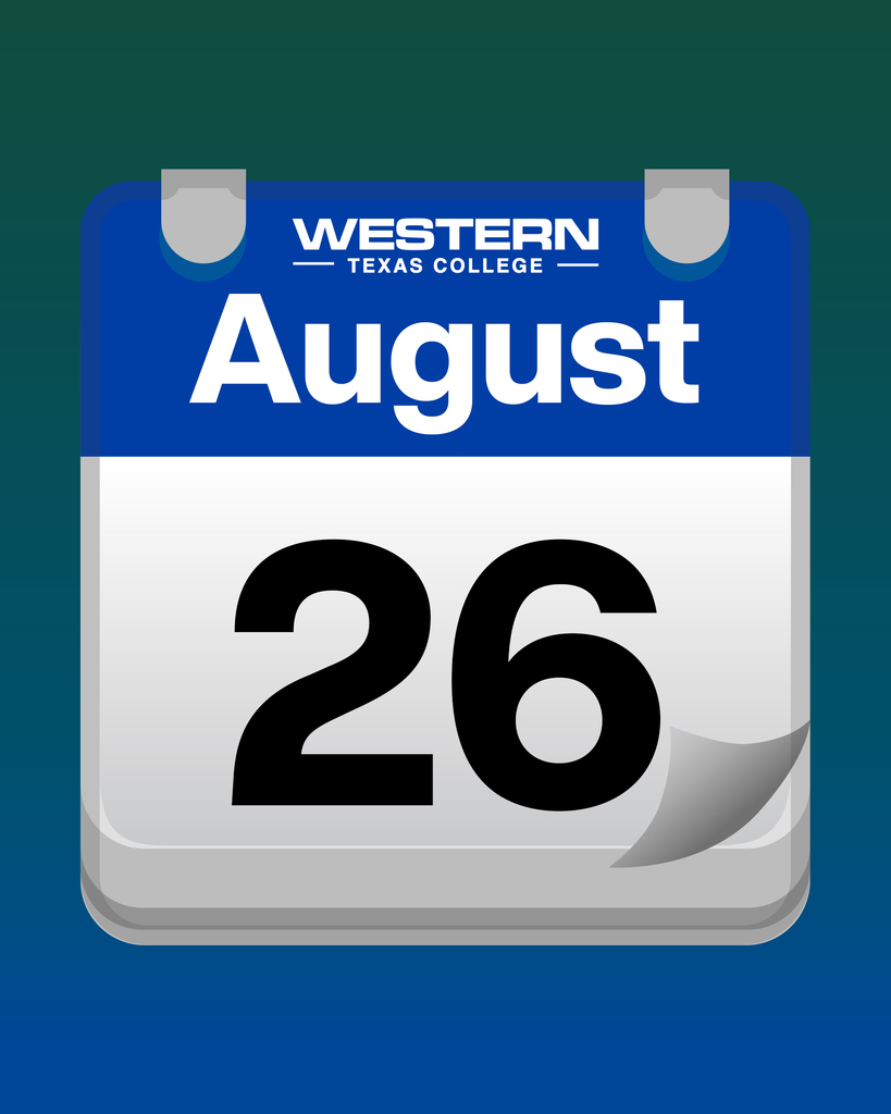 A blue and green desk calendar showing August 26.