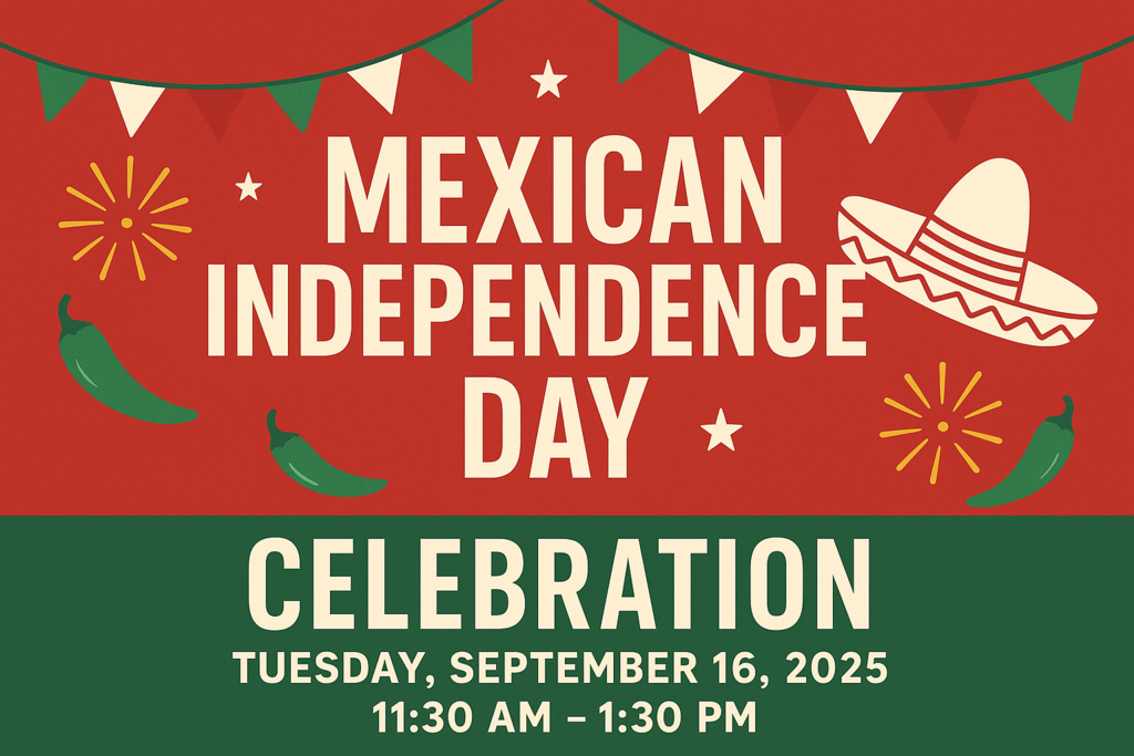 Mexican Independence Day celebration flyer with date and time.