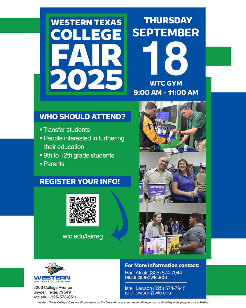 Western Texas College Fair 2025 flyer with event information.