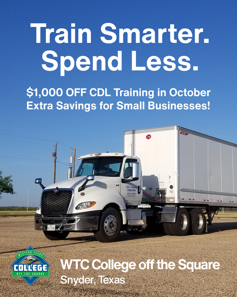 Picture of CDL truck with CDL training info on top
