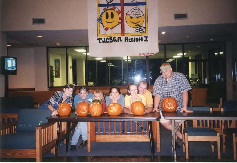 WTC Students carving pumpkins 2000