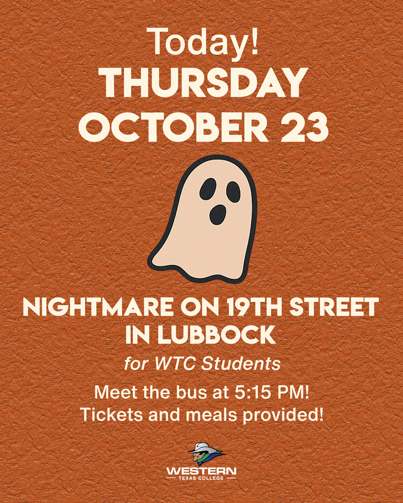 Graphic announcing Nightmare on 19th Street trip for WTC students with ghost graphic and event details.
