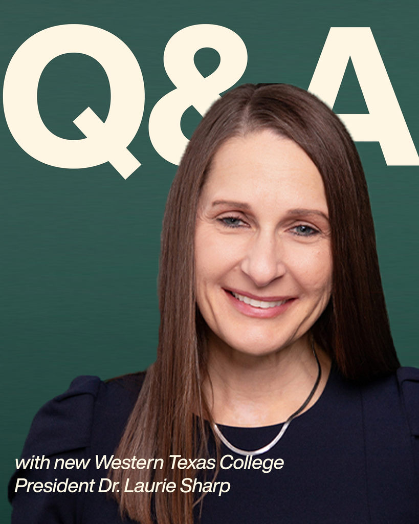 Dr. Sharp smiles with the letters "Q&A" behind her on a green background.