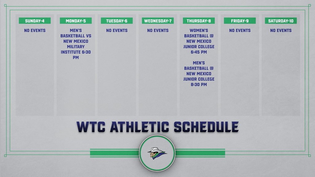 Athletic Schedule 1-4 to 1-10