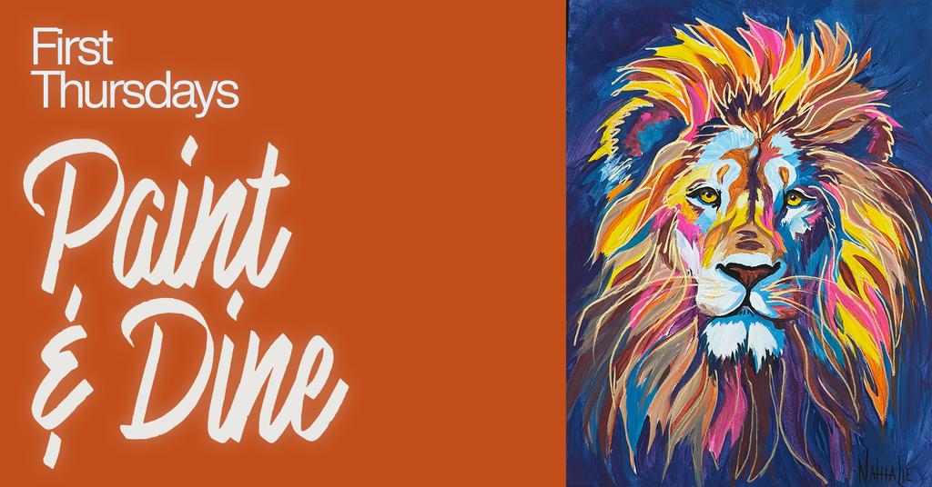Painting of a colorful lion