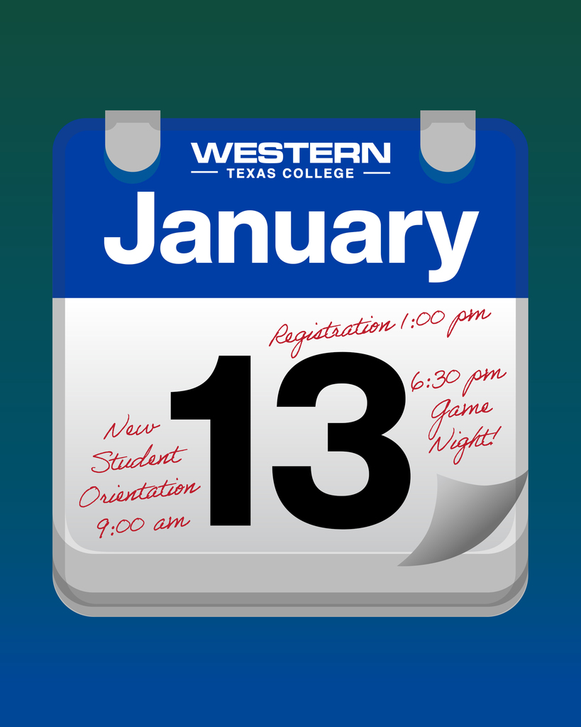 Blue desk calendar with January 13 as the date.