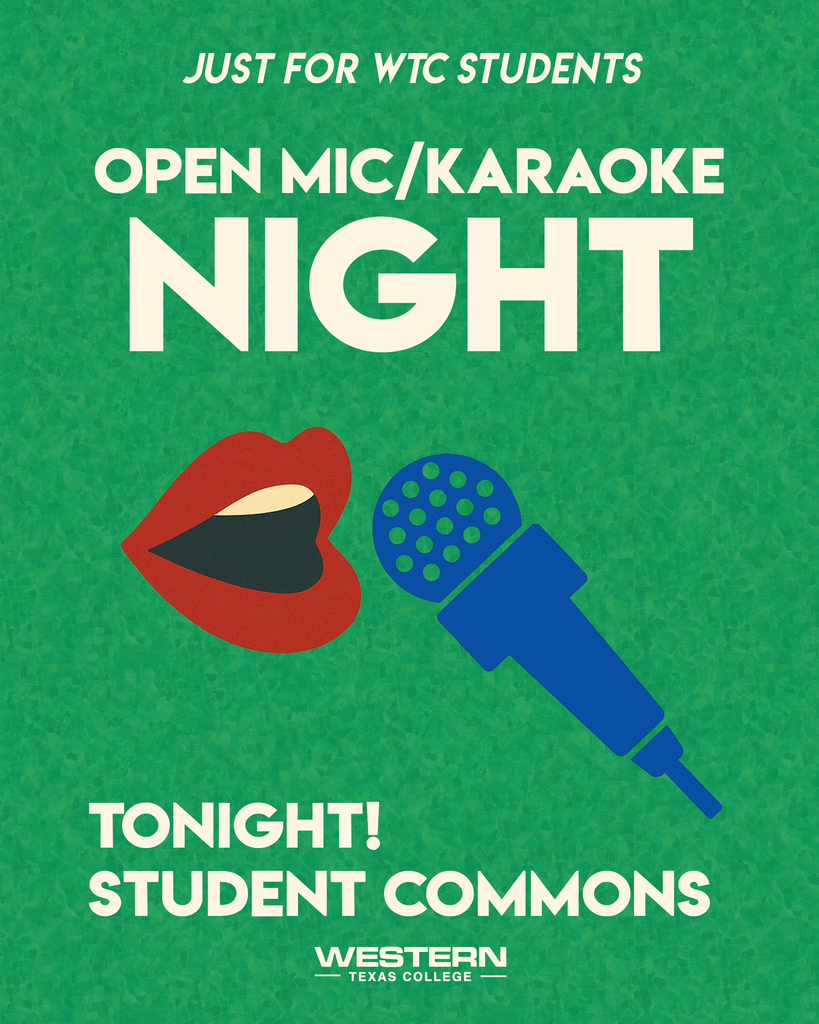 OpenMic/Karaoke Night graphic with red lips and a blue microphone.