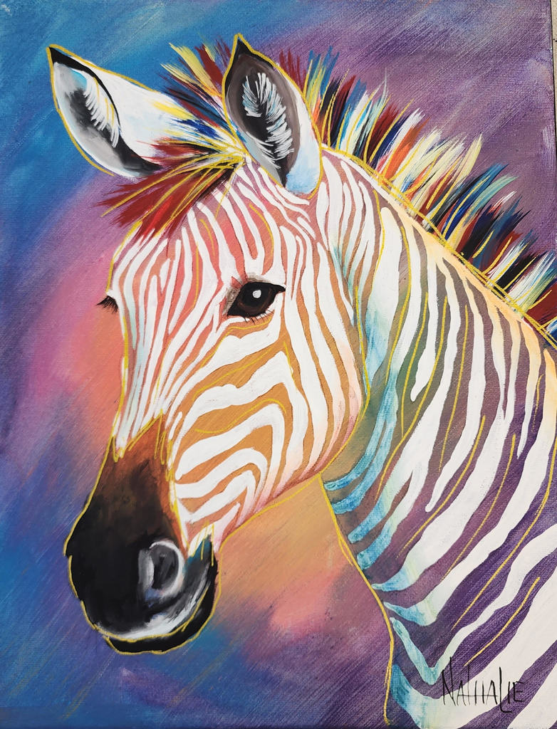 Painting of colorful zebra