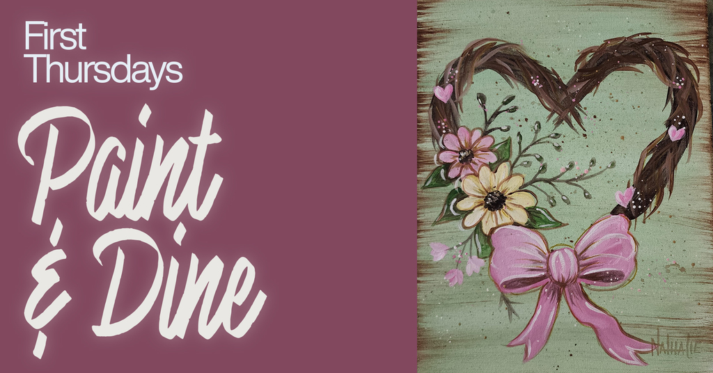 Painting of floral heart wreath