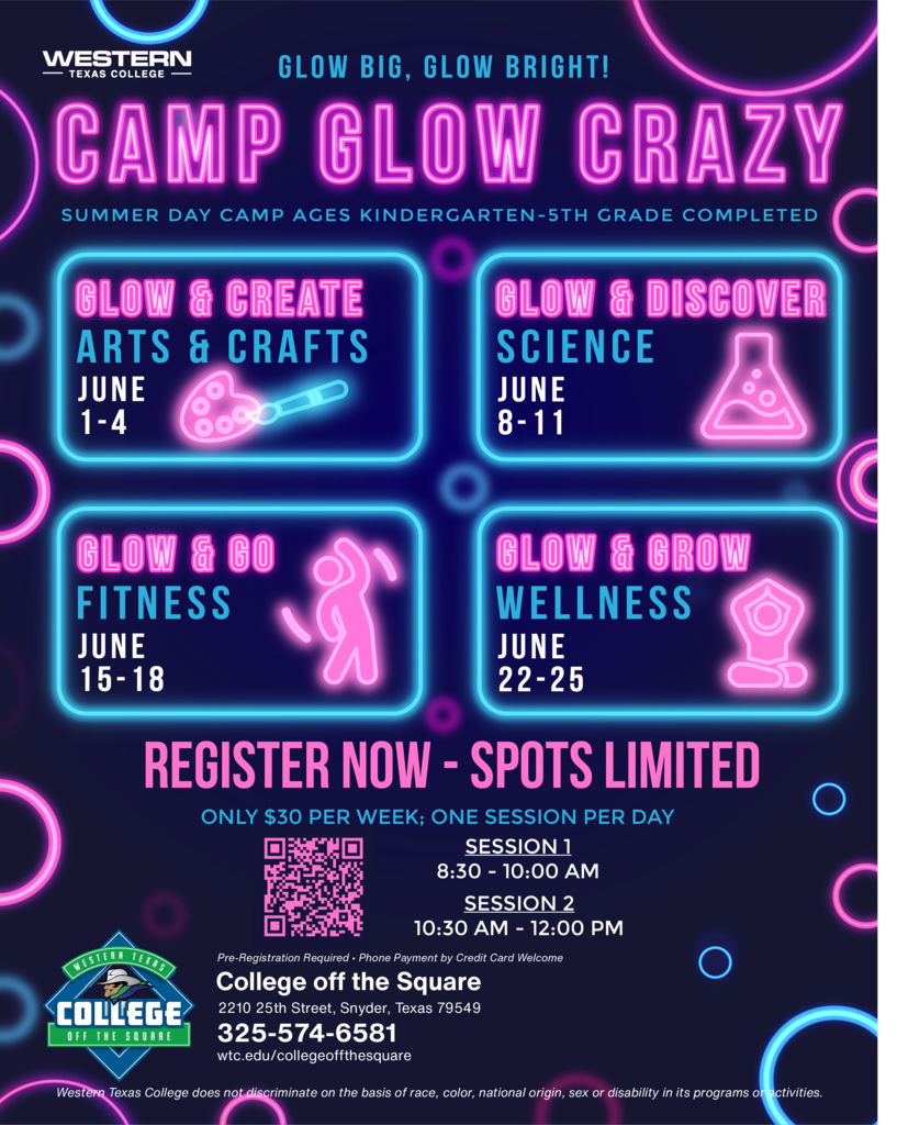 Camp Glow Crazy Kids Camp flyer