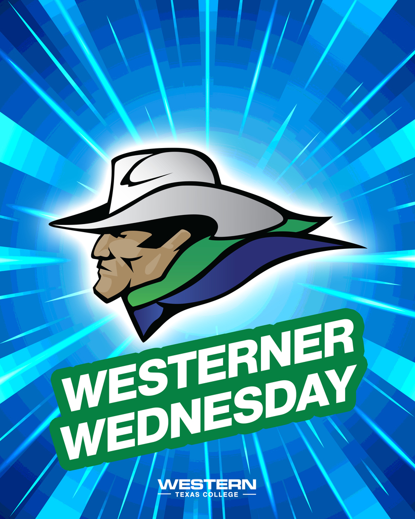 Graphic promoting Westerner Wednesday at Western Texas College with white logo at bottom.