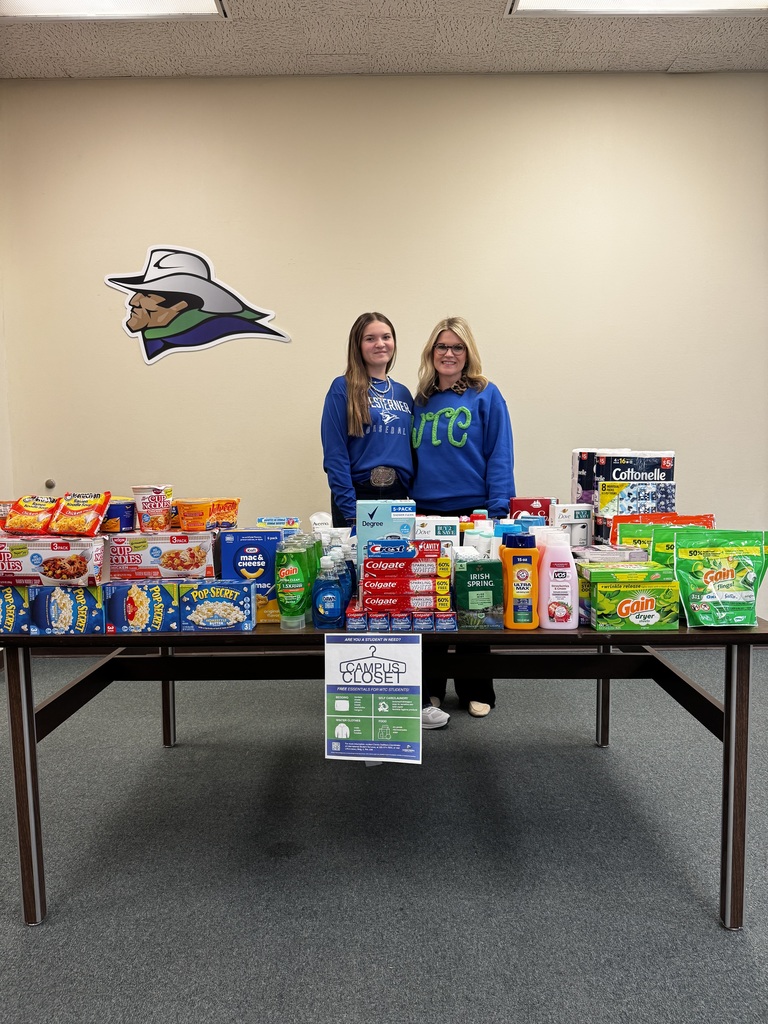 Maddox and Molli Fleming with the items Moddco collected for the WTC Campus Closet
