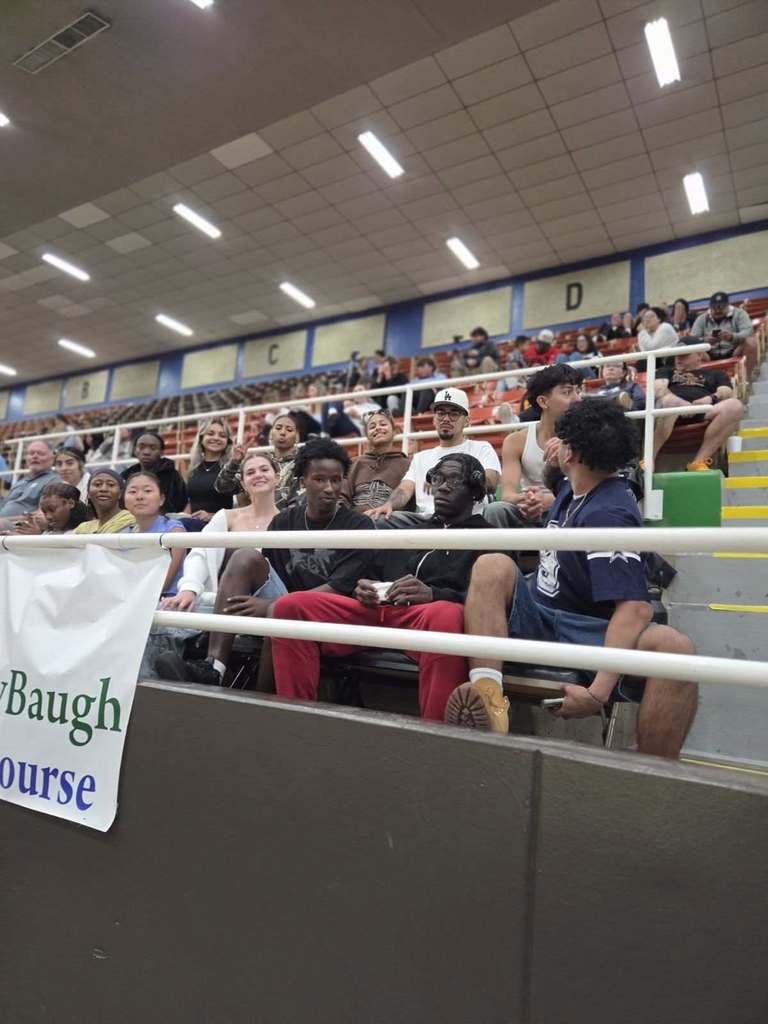 Students in the stands of Homecoming basketball game