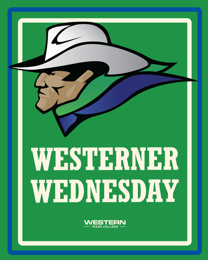 Graphic with mascot and logo with It's Westerner Wednesday in big letters.