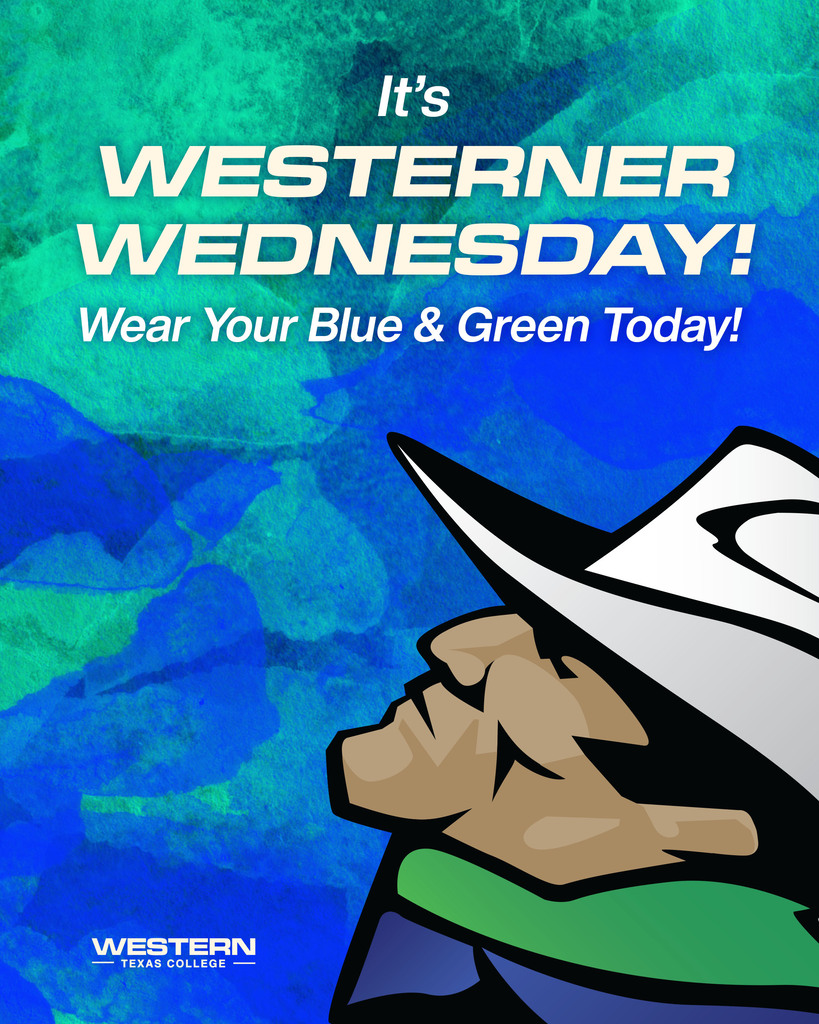 Westerner Mascot on blue and green background