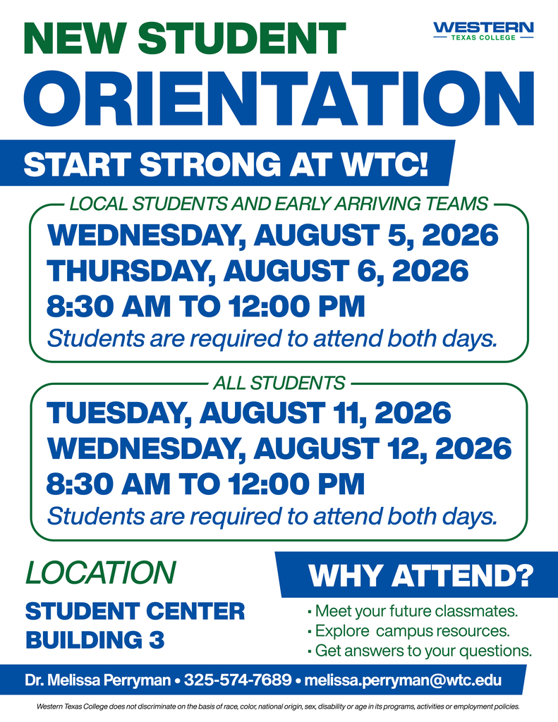 Graphic with new student orientation information.