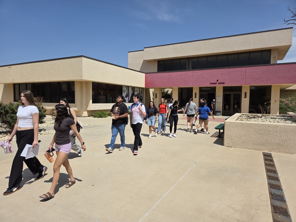 Students walk outside the Student Center.