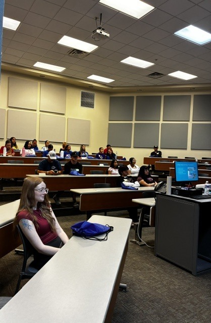 New students attend an orientation presentation inside a Western Texas College classroom.