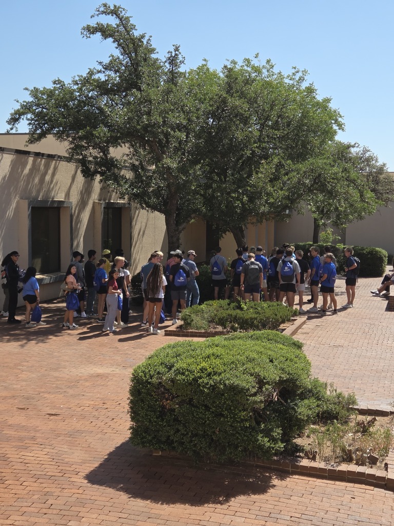 WTC students gather outside under trees during New Student Orientation activities.