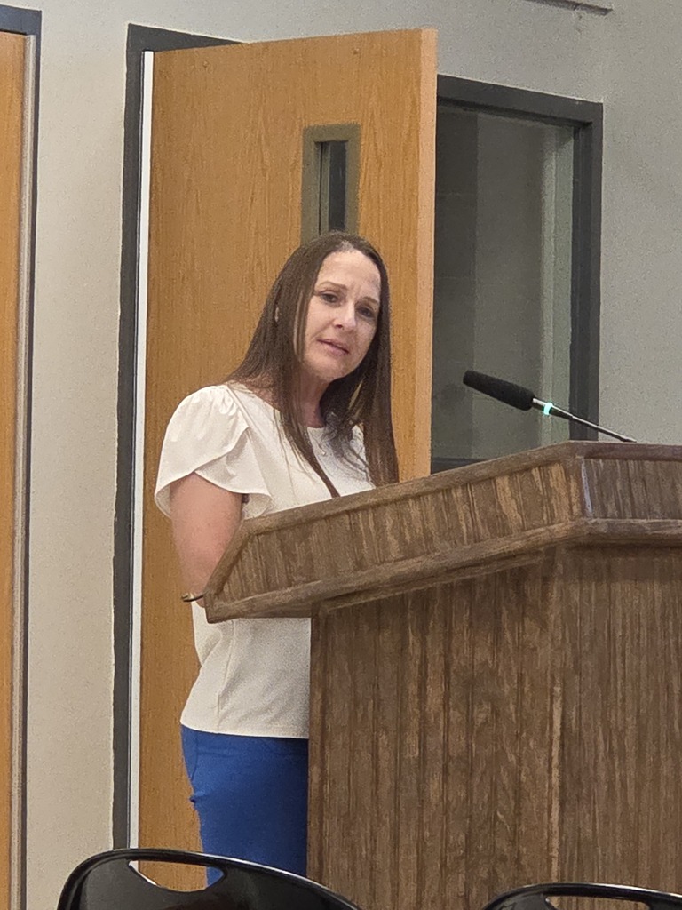 Western Texas College President Dr. Laurie Sharp at the Snyder ISD School Board meeting on August 20, 2026.