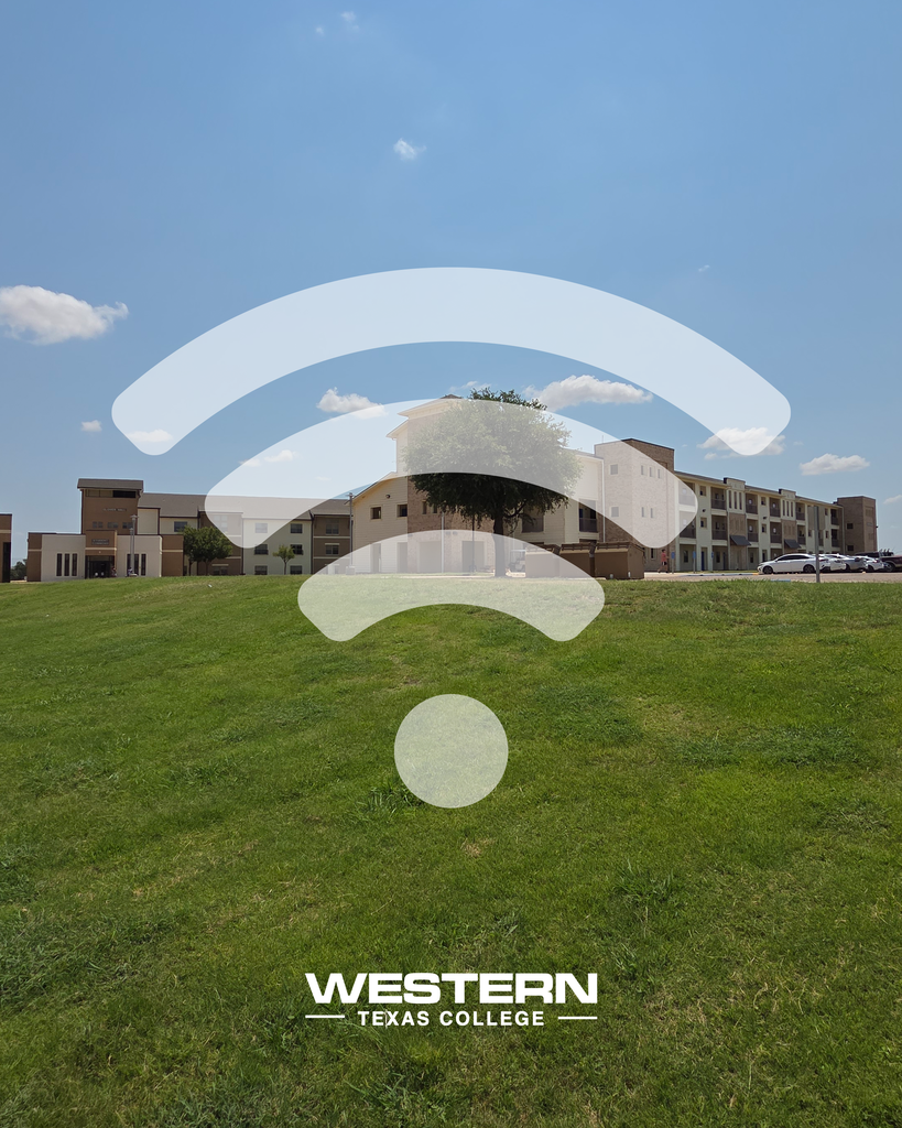 A view of the dorms with a Wi-Fi icon overlaid with the WTC logo.