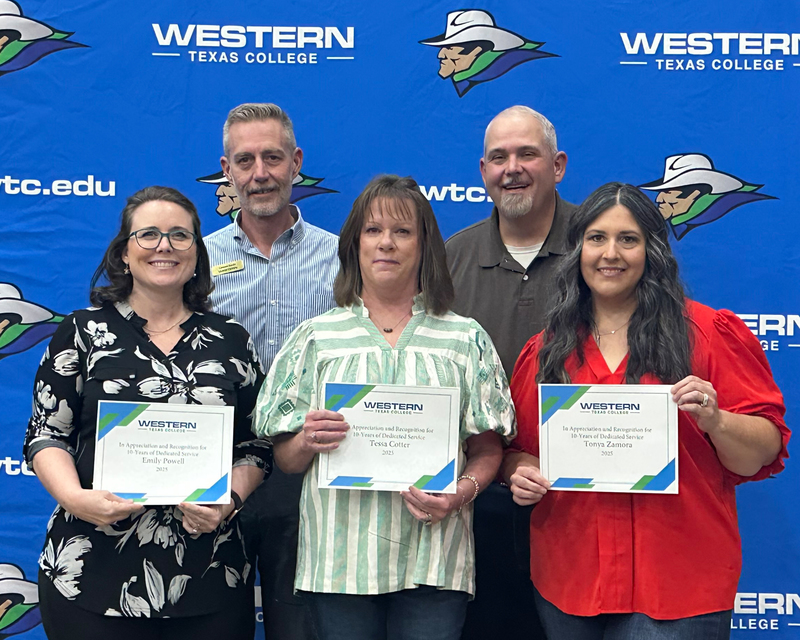Emily Powell - Tessa Cotter - Tonya Zamora - Lorenzo Sands - Cody Dennison - 10 Years of Service - Western Texas College - November 2025