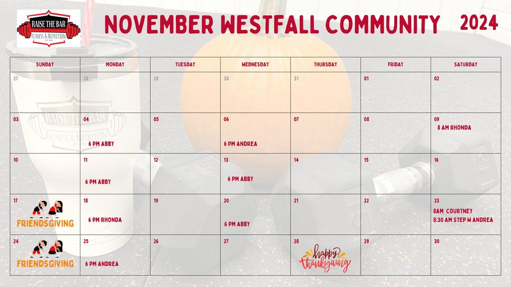 Calendar of Fitness Classes